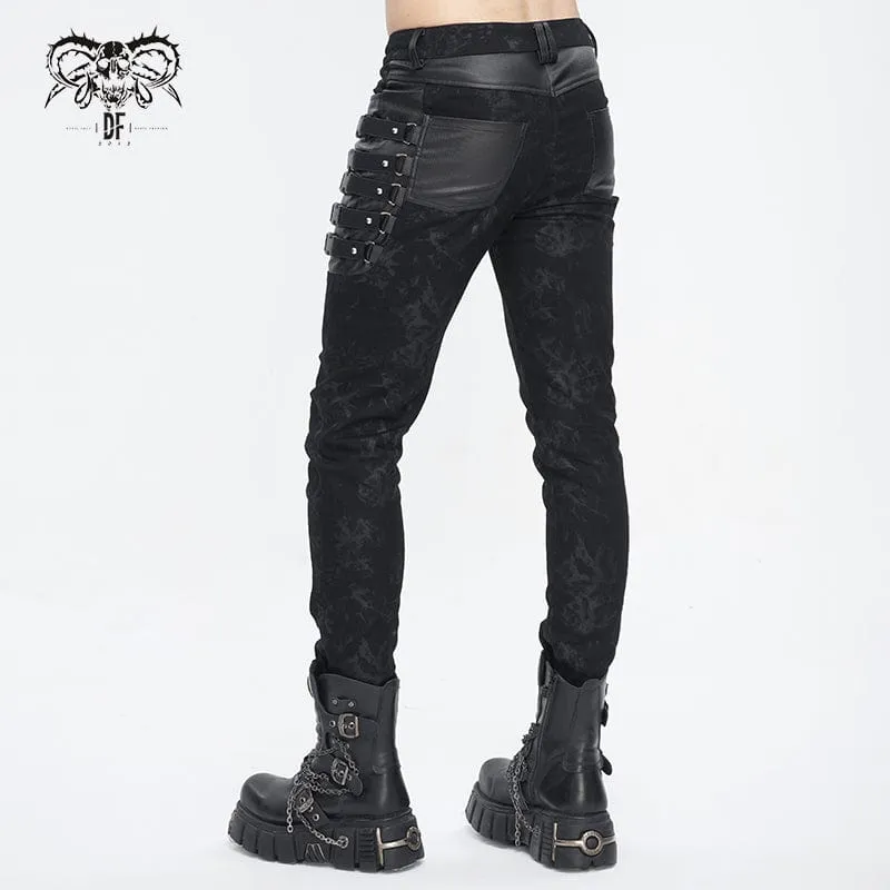 Herren-Punk-Hose mit Mehrfachverschlüssen und Used-Optik