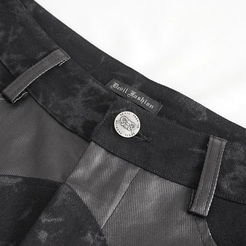 Herren-Punk-Hose mit Mehrfachverschlüssen und Used-Optik