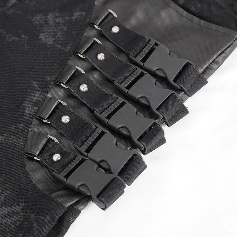 Herren-Punk-Hose mit Mehrfachverschlüssen und Used-Optik