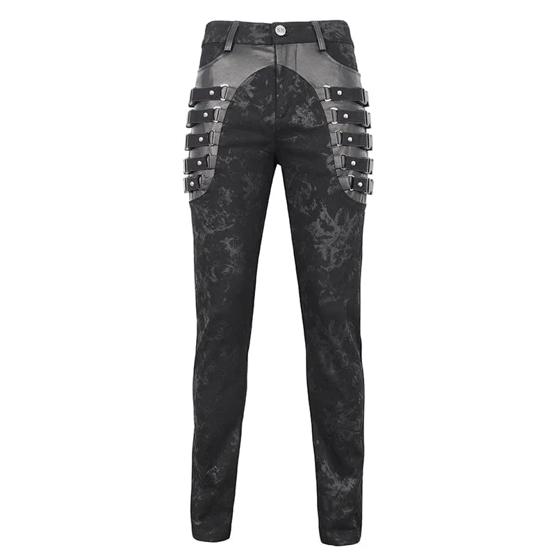 Herren-Punk-Hose mit Mehrfachverschlüssen und Used-Optik