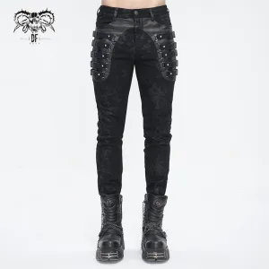 Herren-Punk-Hose mit Mehrfachverschlüssen und Used-Optik