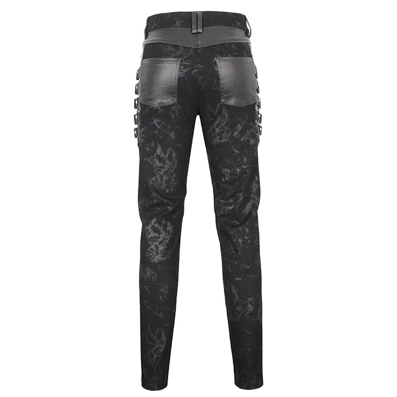 Herren-Punk-Hose mit Mehrfachverschlüssen und Used-Optik