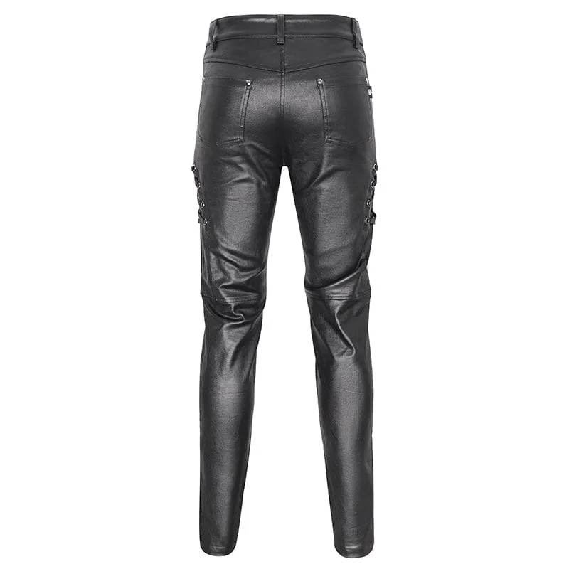 Herren-Punk-Hose mit Nieten und Schnürung