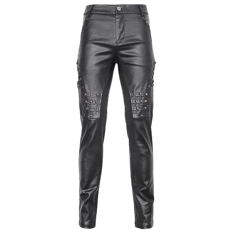 Herren-Punk-Hose mit Nieten und Schnürung