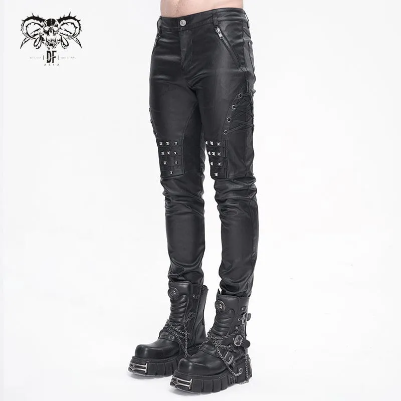Herren-Punk-Hose mit Nieten und Schnürung