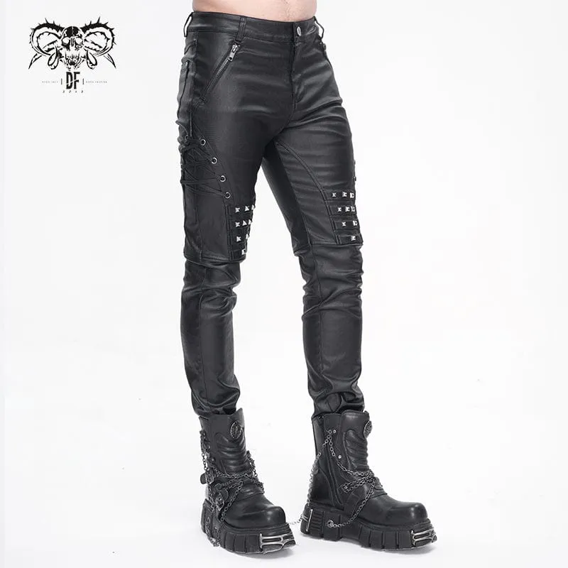 Herren-Punk-Hose mit Nieten und Schnürung
