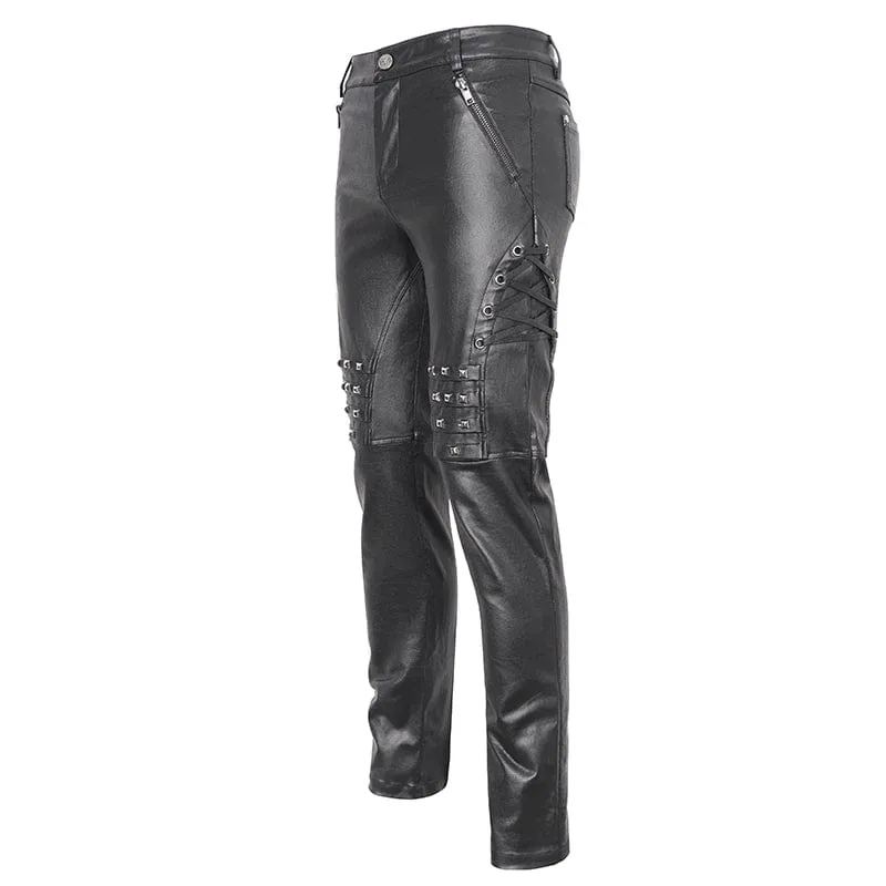 Herren-Punk-Hose mit Nieten und Schnürung