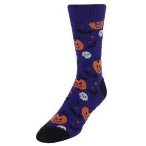 Herren Grusel Halloween Kürbis Fledermäuse und Totenkopf Novelty Socken (1 Paar)
