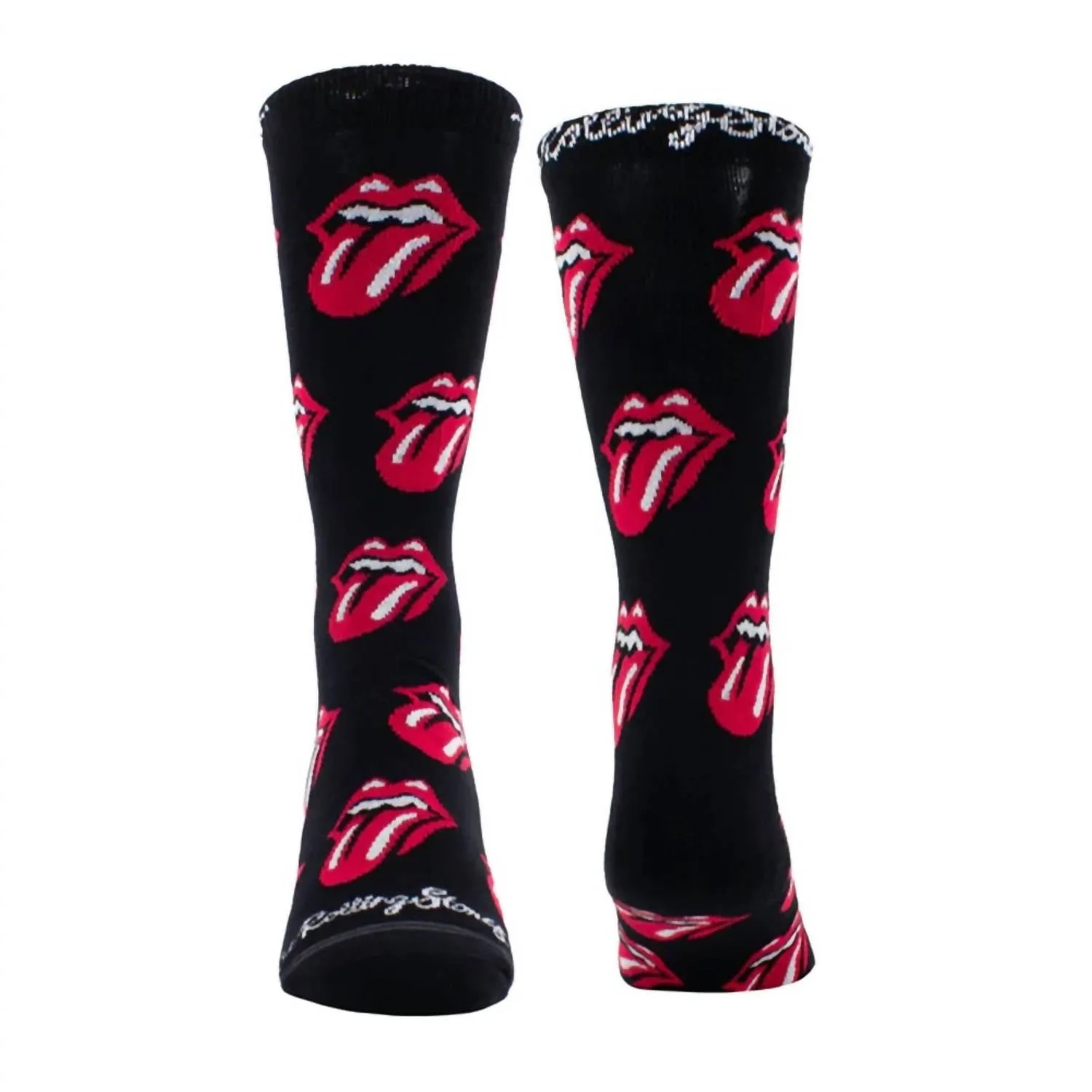 Herren The Rolling Stones Allover Rote Zungen Crew Socken in Schwarz