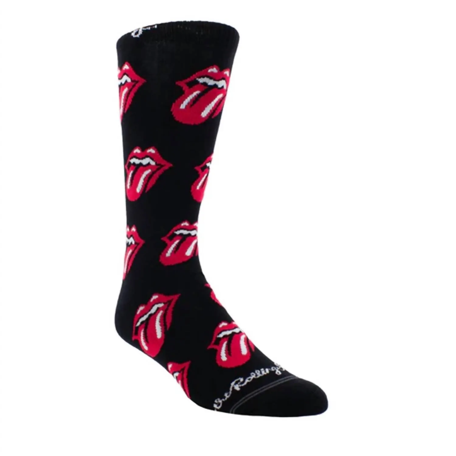 Herren The Rolling Stones Allover Rote Zungen Crew Socken in Schwarz