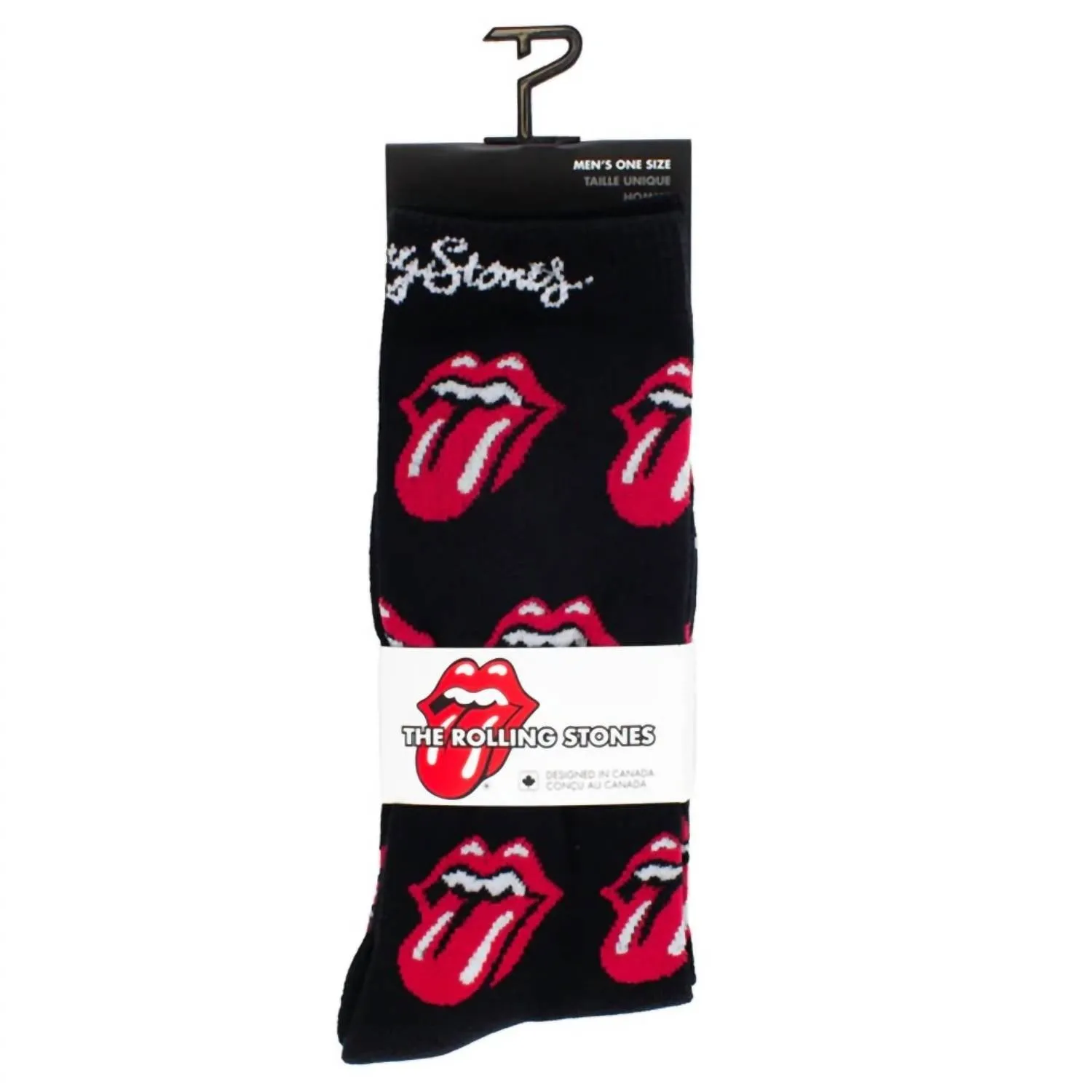 Herren The Rolling Stones Allover Rote Zungen Crew Socken in Schwarz