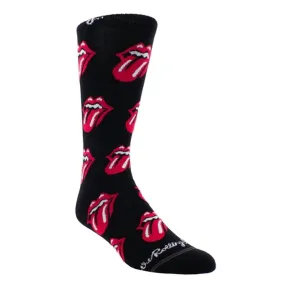 Herren The Rolling Stones Allover Rote Zungen Crew Socken in Schwarz