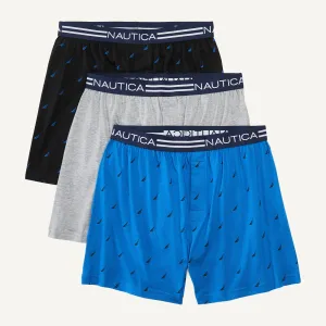 Nautica Herren Einfarbige Strick-Boxershorts, 3er-Pack