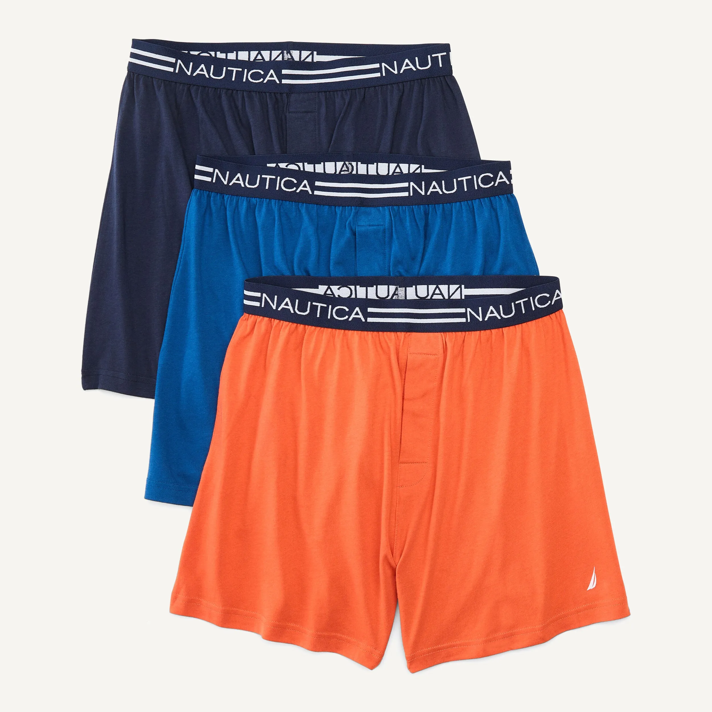 Nautica Herren Einfarbige Strick-Boxershorts, 3er-Pack