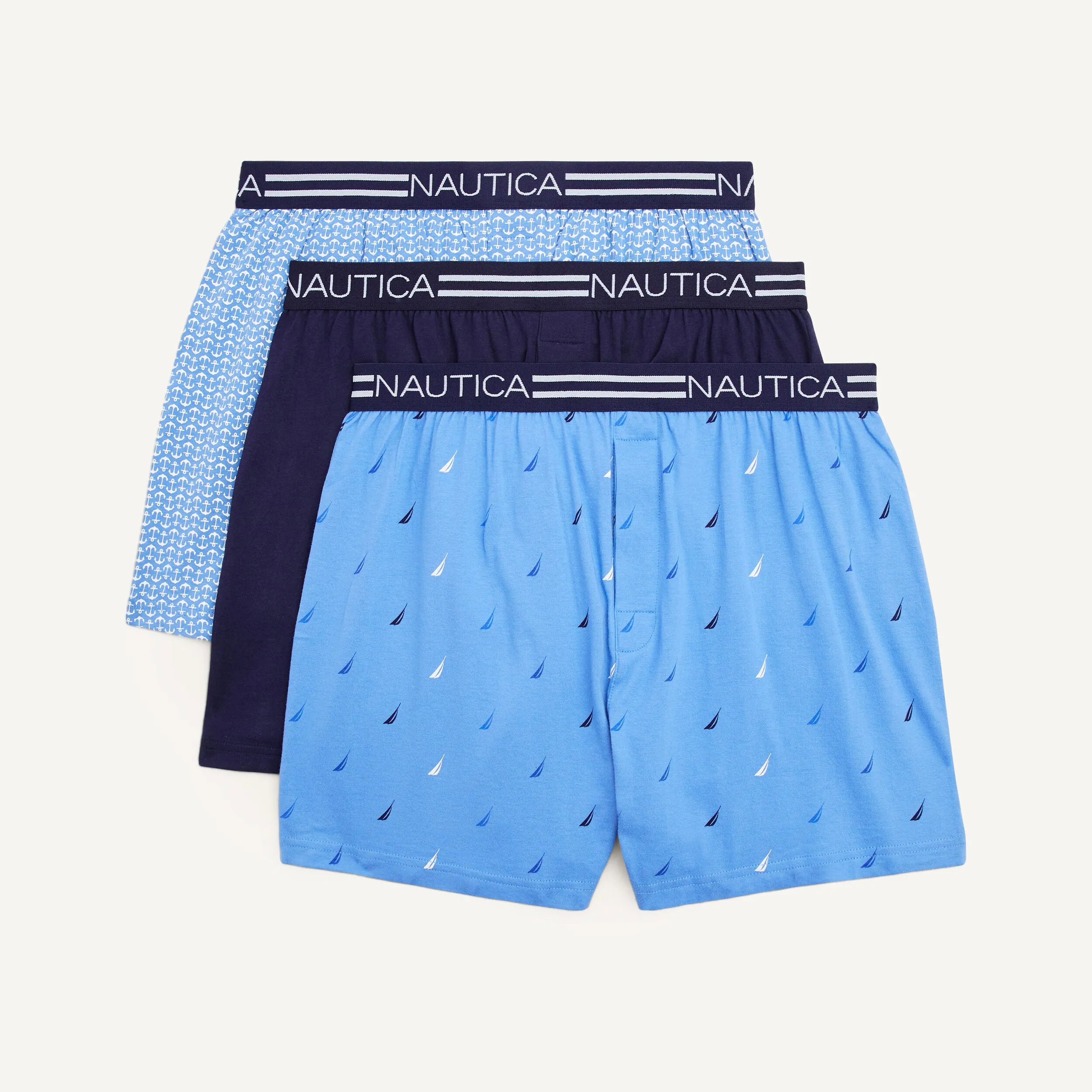 Nautica Herren Einfarbige Strick-Boxershorts, 3er-Pack
