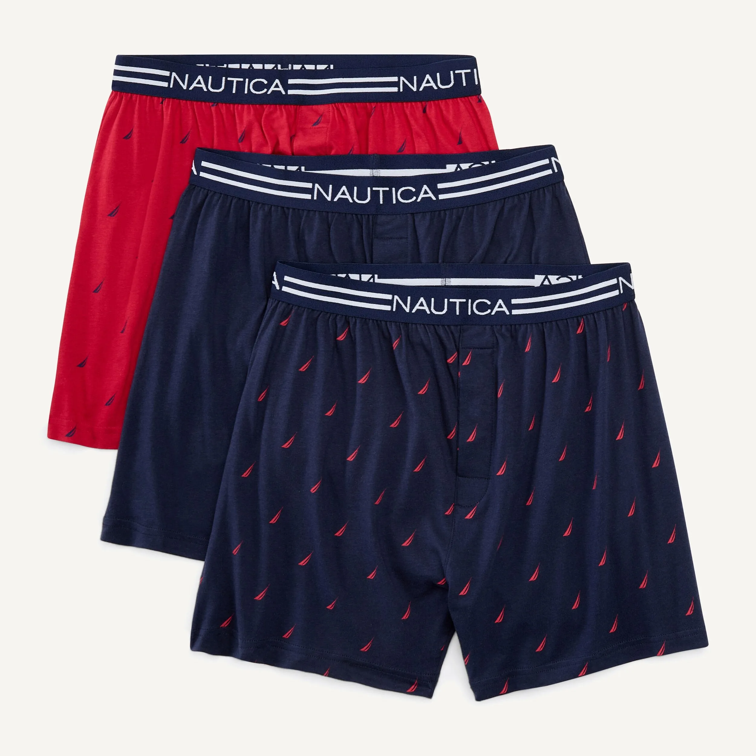 Nautica Herren Einfarbige Strick-Boxershorts, 3er-Pack