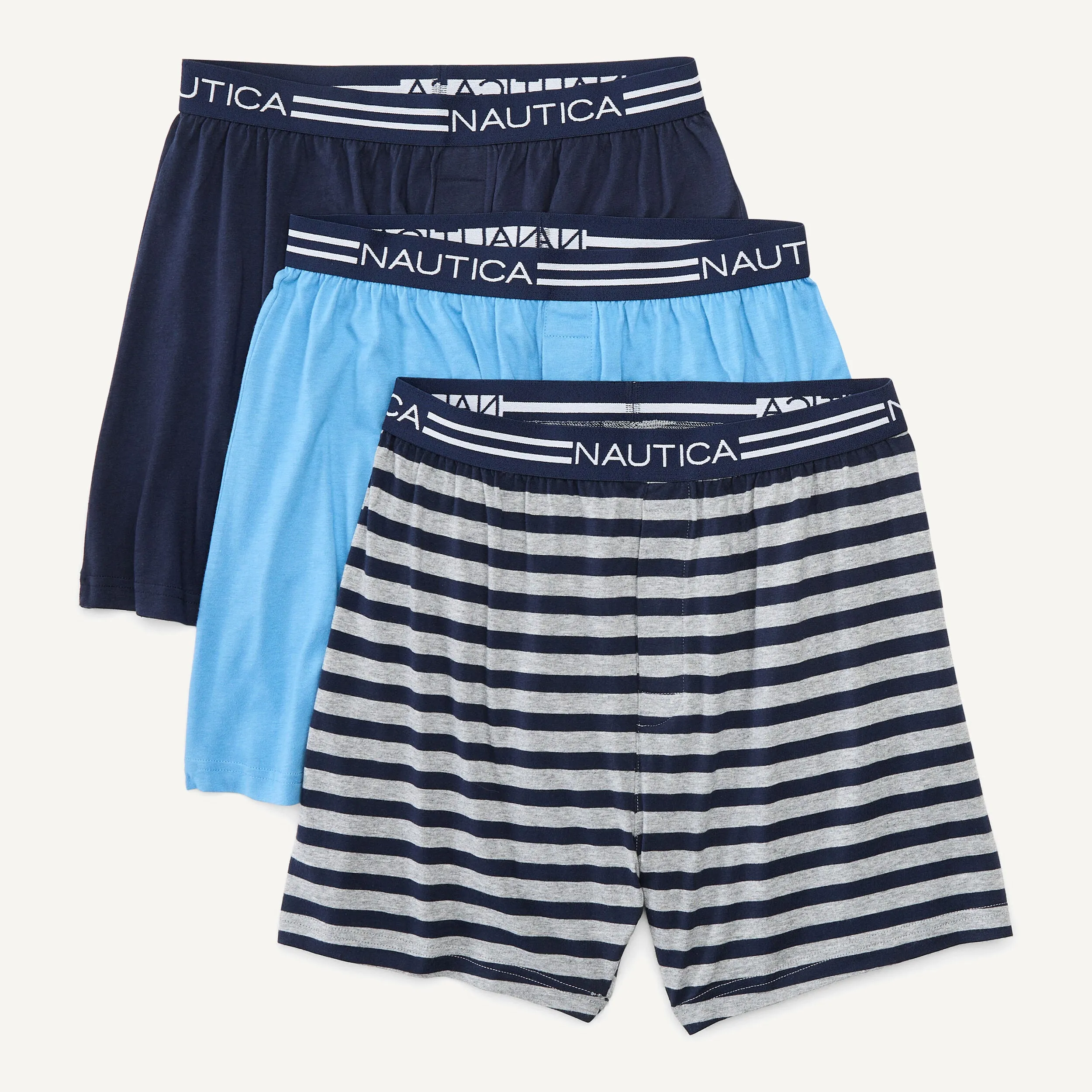 Nautica Herren Einfarbige Strick-Boxershorts, 3er-Pack