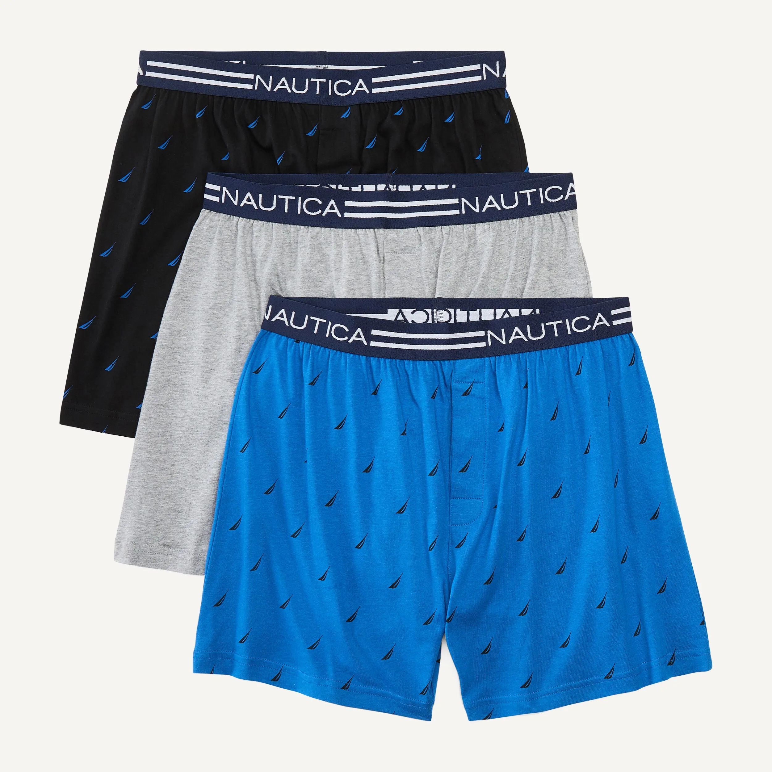 Nautica Herren Einfarbige Strick-Boxershorts, 3er-Pack