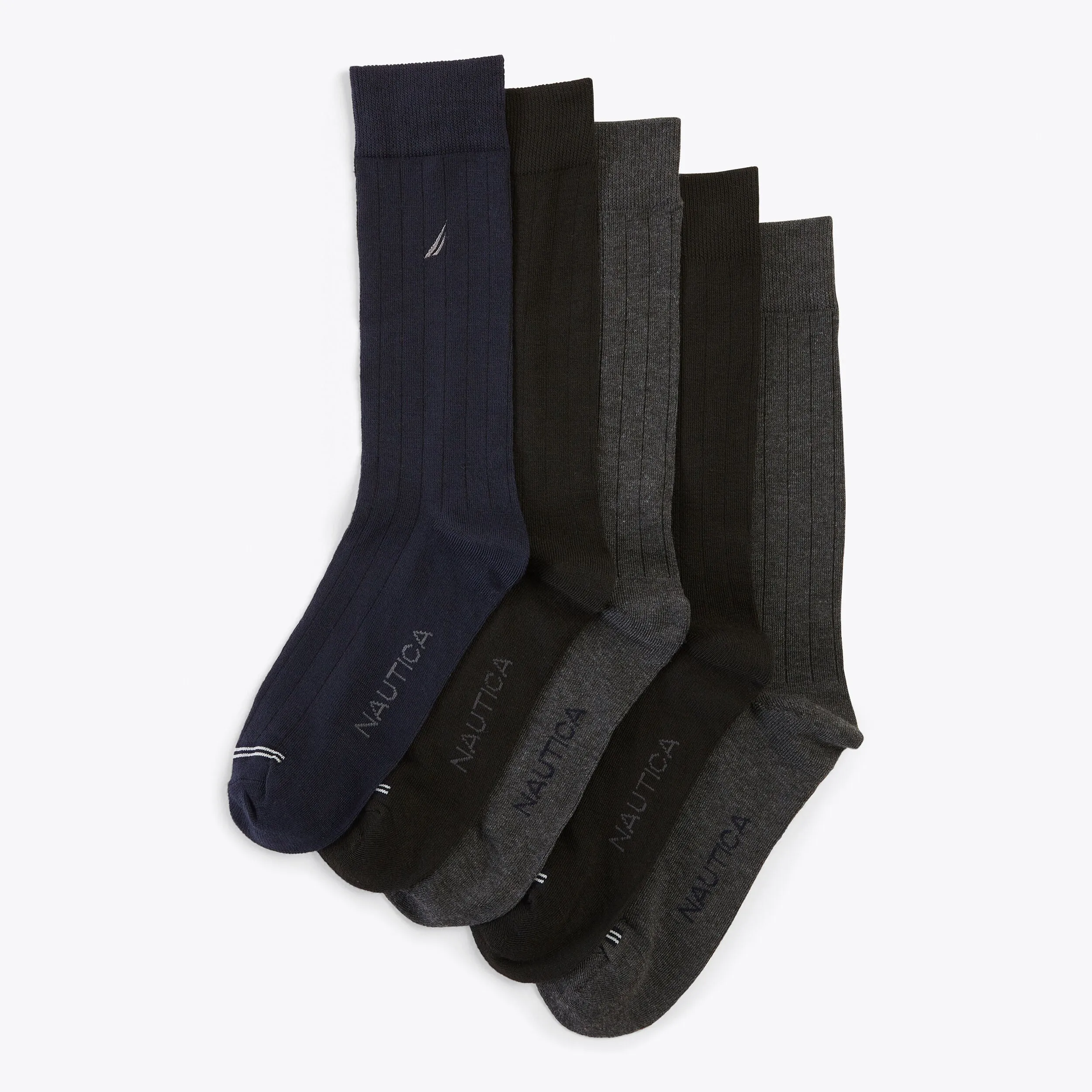 Nautica Herren Rippen-Streifen Socken, 5er-Pack