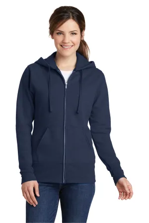 Port & Company Damen Core Pill Resistant Fleece Full Zip Kapuzenpullover Hoodie mit Taschen - Marineblau
