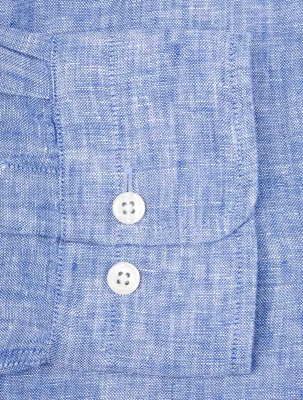 Reguläres Leinenhemd in kräftigem Blau