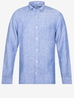 Reguläres Leinenhemd in kräftigem Blau