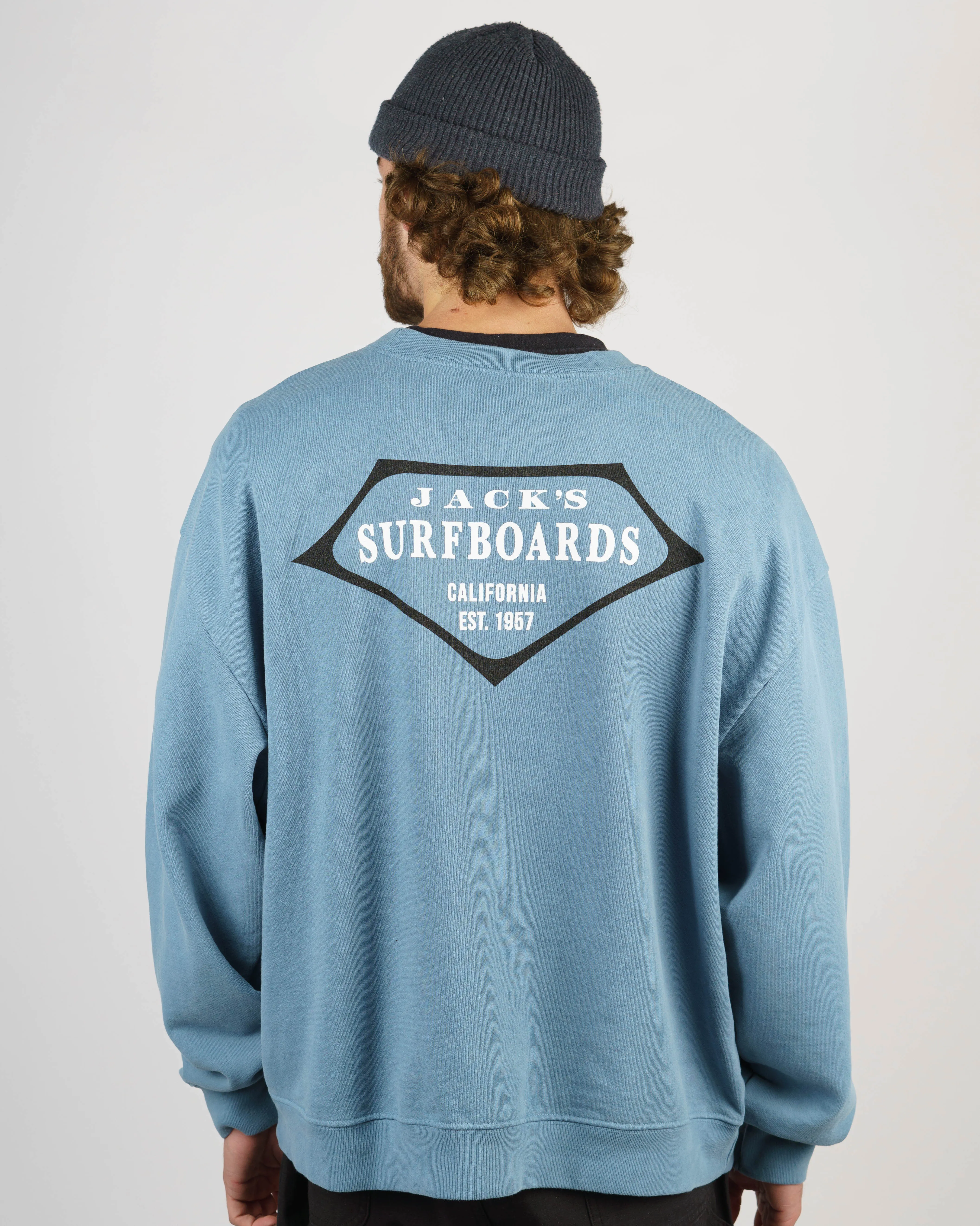 Retro Lam Schweres Crewneck - Blau