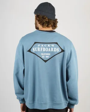 Retro Lam Schweres Crewneck - Blau