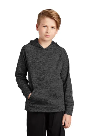 Sport-Tek Jugendliche Elektrische Heather Feuchtigkeitstransportierende Fleece Kapuzenpullover Hoodie mit Beuteltasche - Grau Schwarz Elektrisch