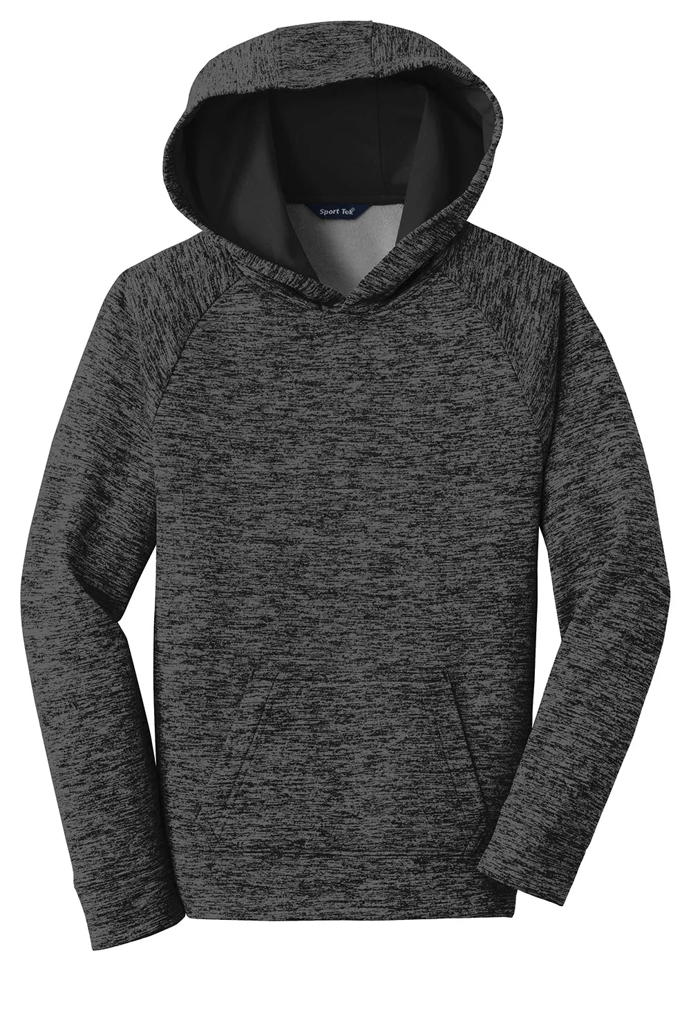Sport-Tek Jugendliche Elektrische Heather Feuchtigkeitstransportierende Fleece Kapuzenpullover Hoodie mit Beuteltasche - Grau Schwarz Elektrisch