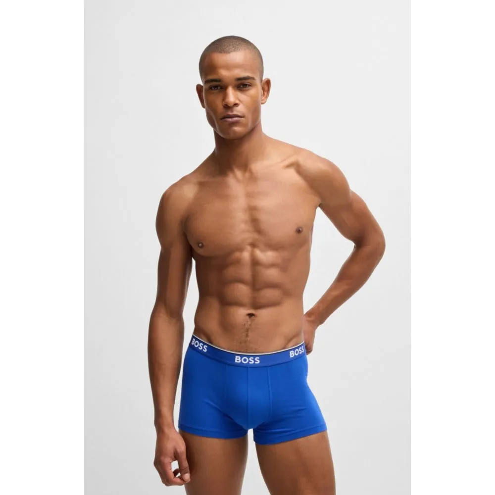 Dreierpack dehnbare Baumwoll-Slipshorts mit Logo-Bund