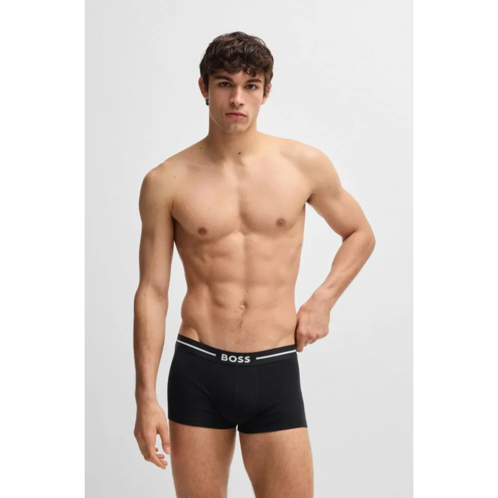 Dreierpack dehnbare Baumwoll-Boxershorts mit Logo-Bund