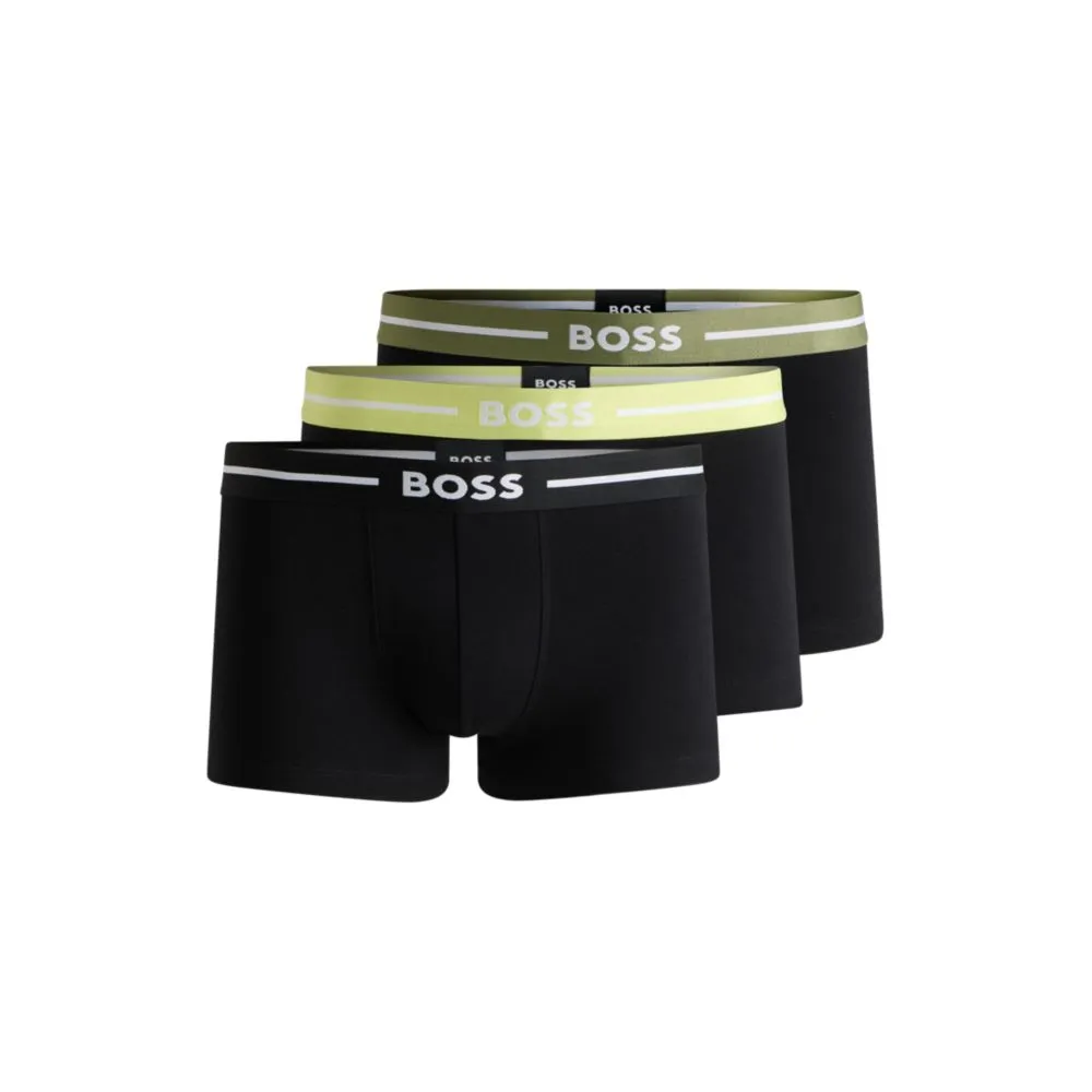 Dreierpack dehnbare Baumwoll-Boxershorts mit Logo-Bund