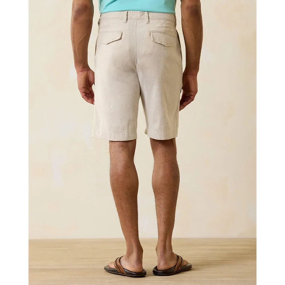 Tommy Bahama 10-Zoll Strand-Bundfaltenhose aus Leinen - Stein Khaki Herren Tommy Bahama