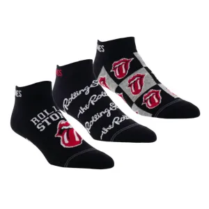 Unisex - Rolling Stones Collegiate Zungen-Socken mit Bündchen - 3 Paar in Schwarz