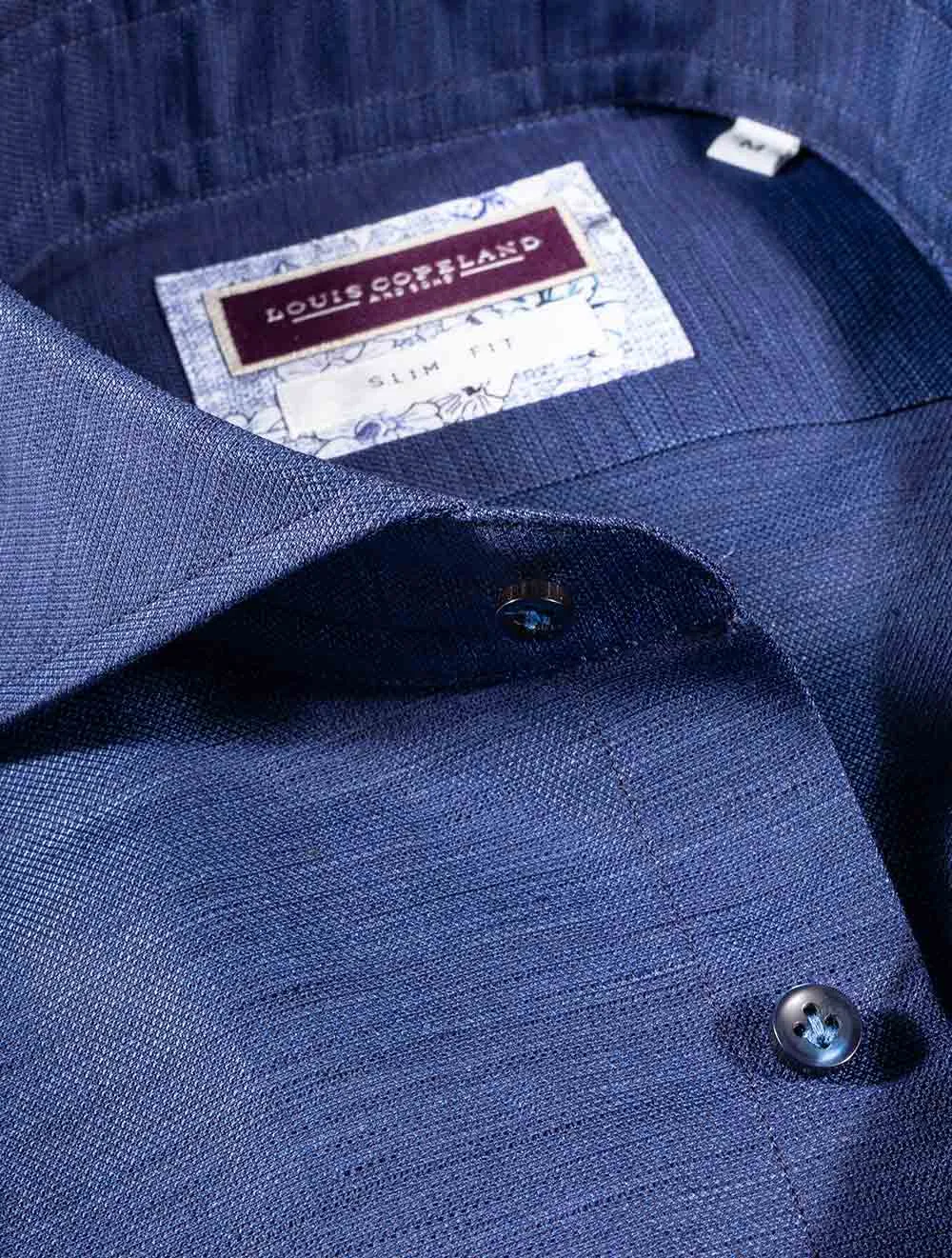 Volga Leinen-Mix Slim Fit Hemd Marineblau