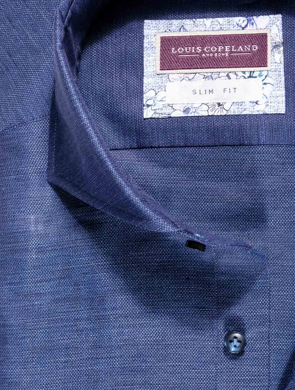 Volga Leinen-Mix Slim Fit Hemd Marineblau