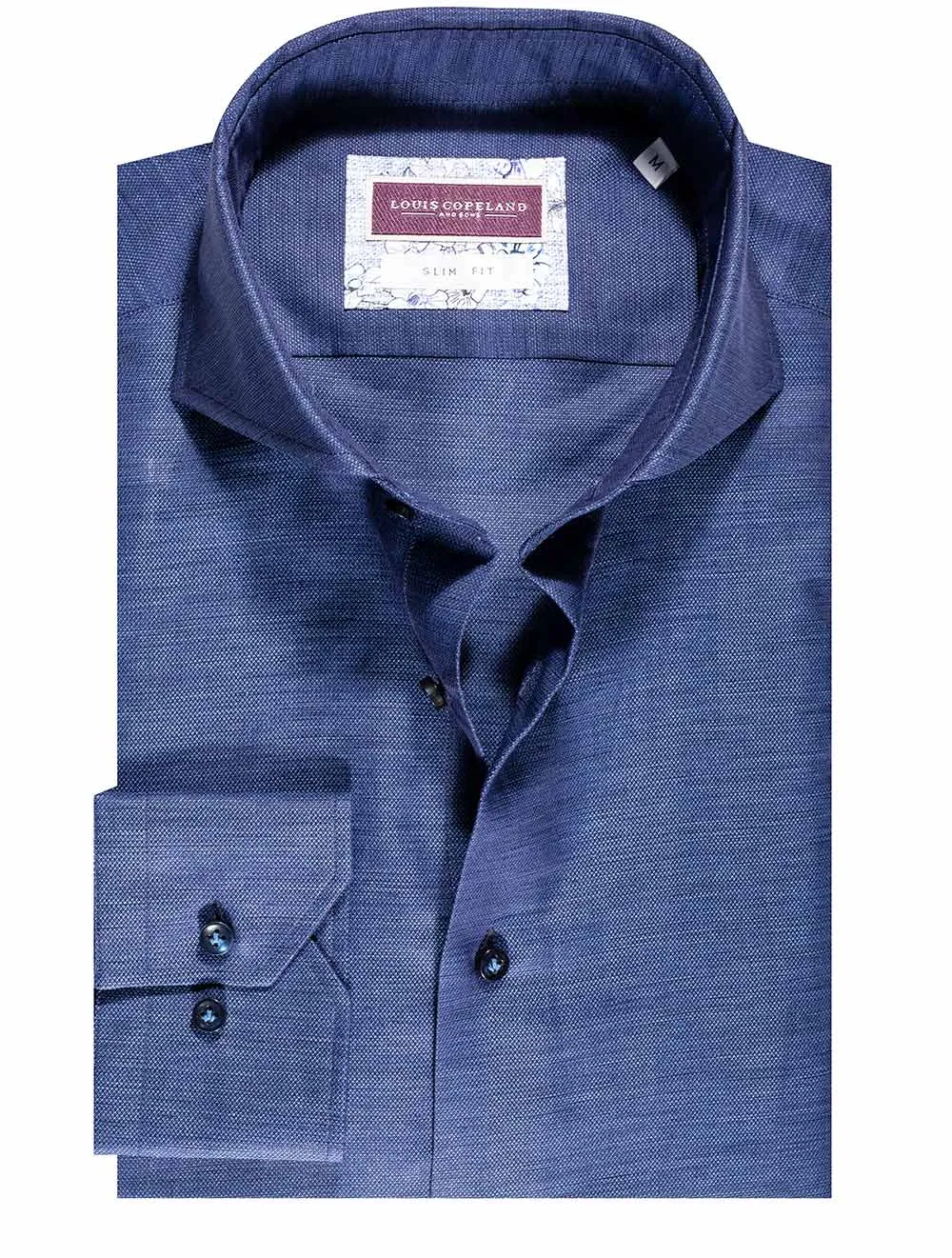 Volga Leinen-Mix Slim Fit Hemd Marineblau